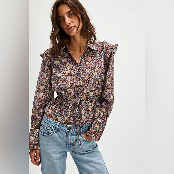 Free People Daybreak Printed Blouse Size Small - Picture 1 of 9